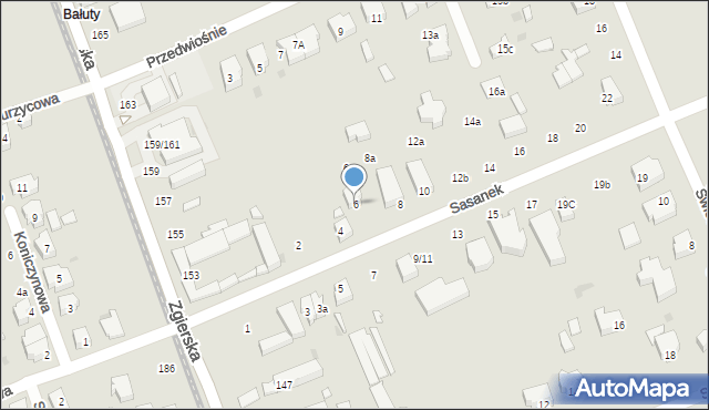 Łódź, Sasanek, 6, mapa Łodzi