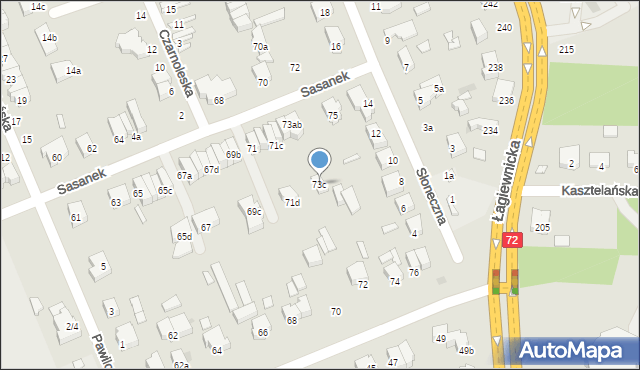 Łódź, Sasanek, 73c, mapa Łodzi
