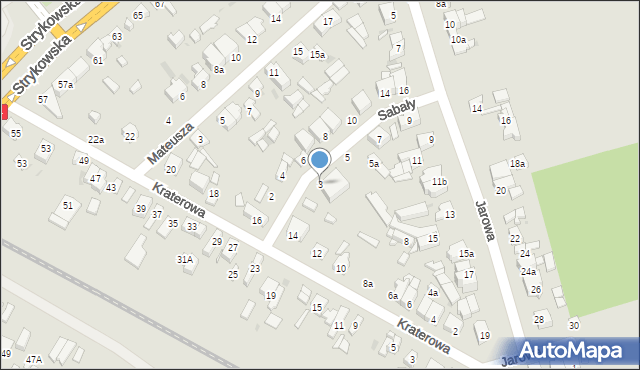 Łódź, Sabały Jana, 3, mapa Łodzi