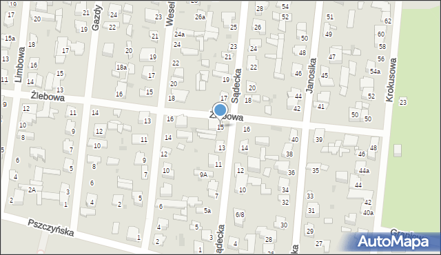 Łódź, Sądecka, 15, mapa Łodzi