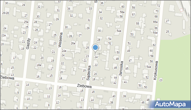 Łódź, Sądecka, 24a, mapa Łodzi