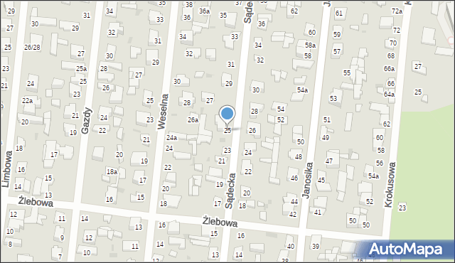 Łódź, Sądecka, 25, mapa Łodzi
