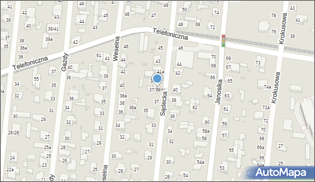 Łódź, Sądecka, 39, mapa Łodzi