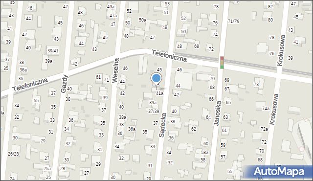 Łódź, Sądecka, 41b, mapa Łodzi