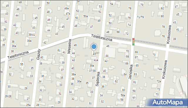 Łódź, Sądecka, 43, mapa Łodzi