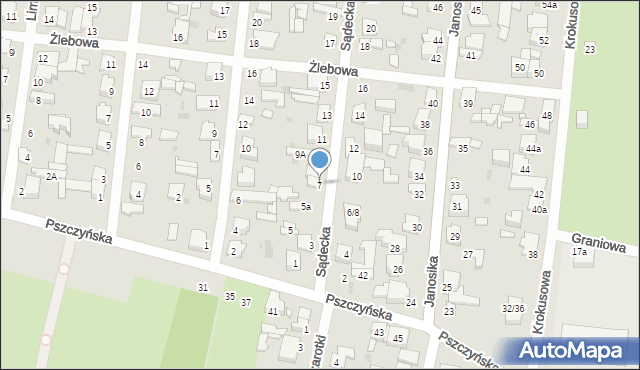 Łódź, Sądecka, 7, mapa Łodzi