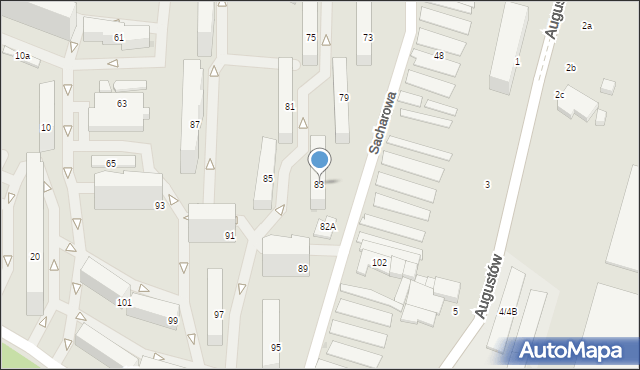 Łódź, Sacharowa Andrieja, 83, mapa Łodzi