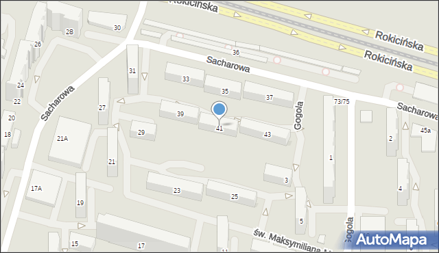Łódź, Sacharowa Andrieja, 41, mapa Łodzi