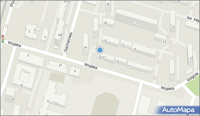 Łódź, Sacharowa Andrieja, 3, mapa Łodzi