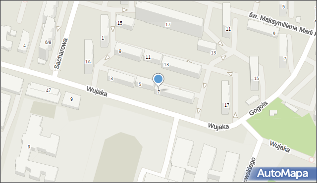 Łódź, Sacharowa Andrieja, 7, mapa Łodzi