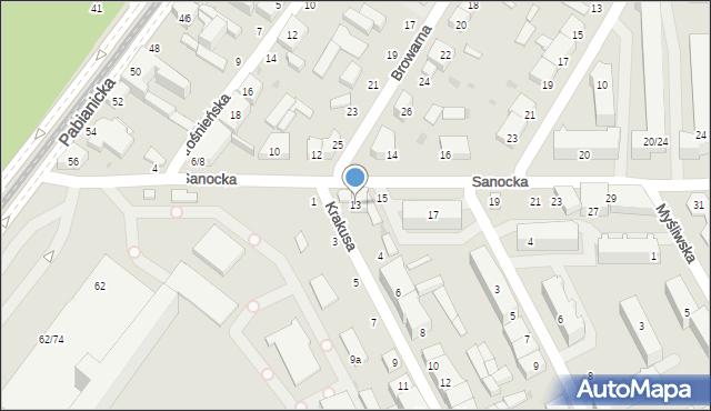 Łódź, Sanocka, 13, mapa Łodzi