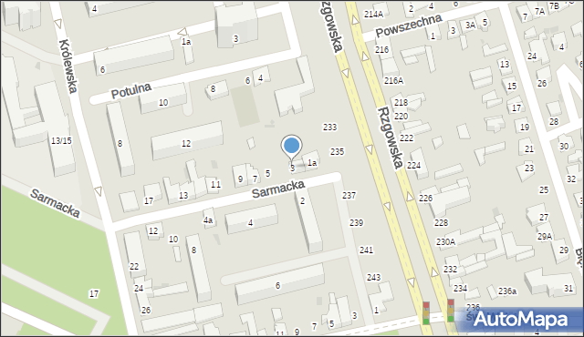 Łódź, Sarmacka, 3, mapa Łodzi