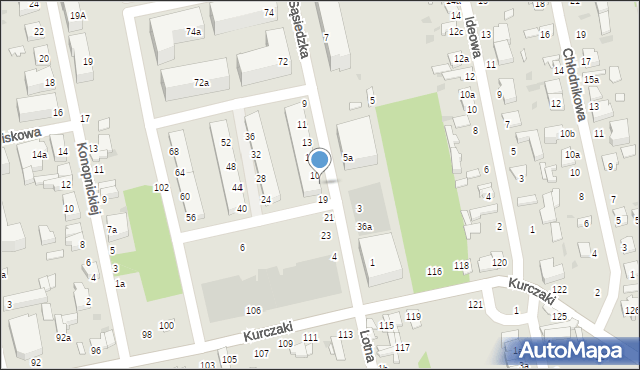 Łódź, Sąsiedzka, 17, mapa Łodzi