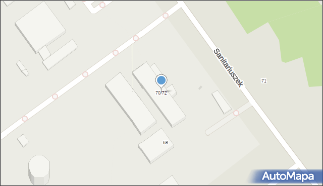 Łódź, Sanitariuszek, 70/72, mapa Łodzi