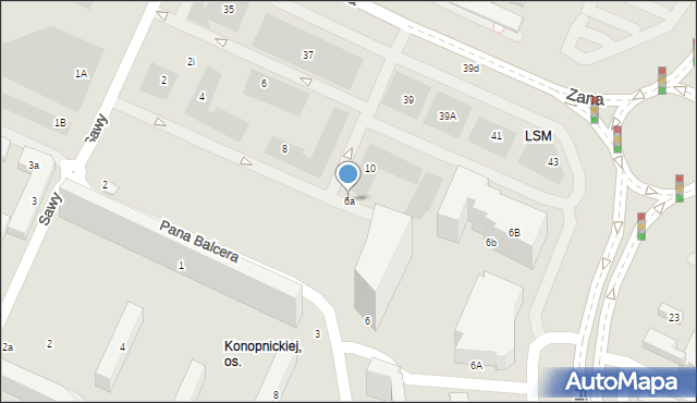 Lublin, Sawy Jana, 6a, mapa Lublina