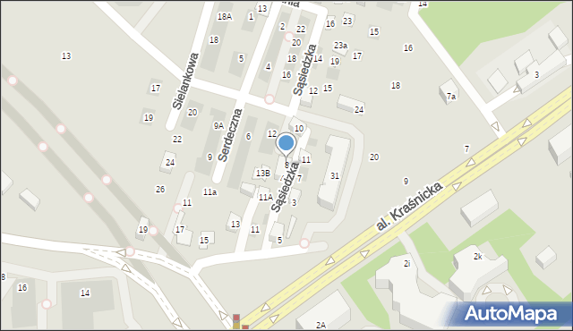 Lublin, Sąsiedzka, 8, mapa Lublina