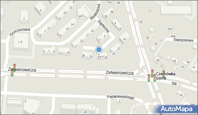 Lublin, Sądecka, 22, mapa Lublina
