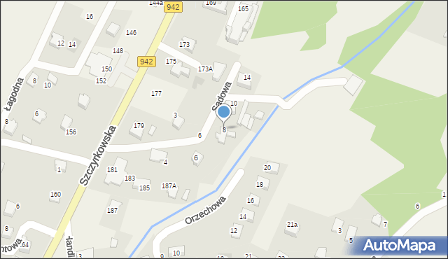 Meszna, Sadowa, 8, mapa Meszna