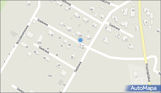 Międzychód, Sadowa, 24a, mapa Międzychód