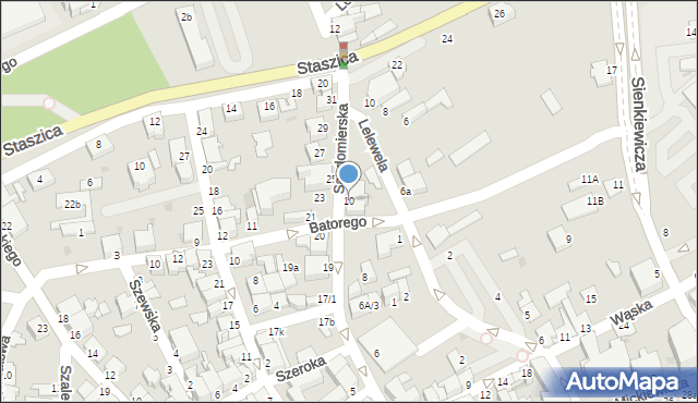 Mielec, Sandomierska, 10, mapa Mielca