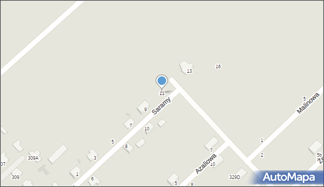 Mielec, Saramy, 11, mapa Mielca