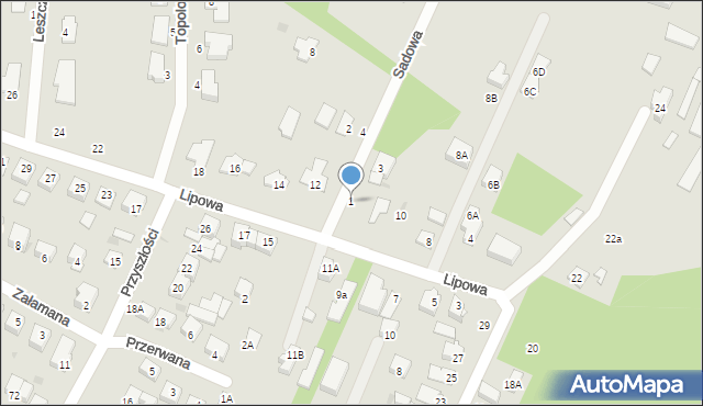 Milanówek, Sadowa, 1, mapa Milanówek