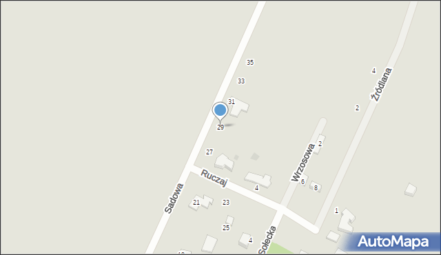 Milanówek, Sadowa, 29, mapa Milanówek