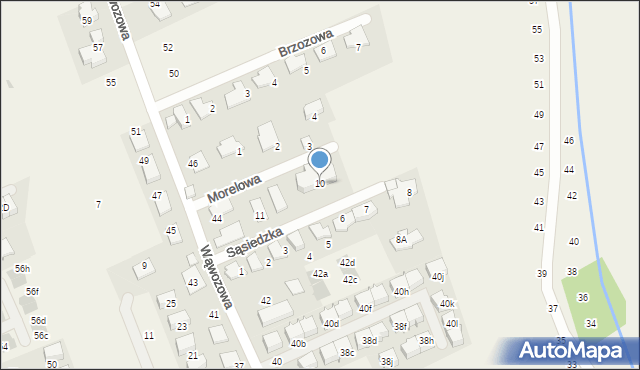 Modlniczka, Sąsiedzka, 10, mapa Modlniczka