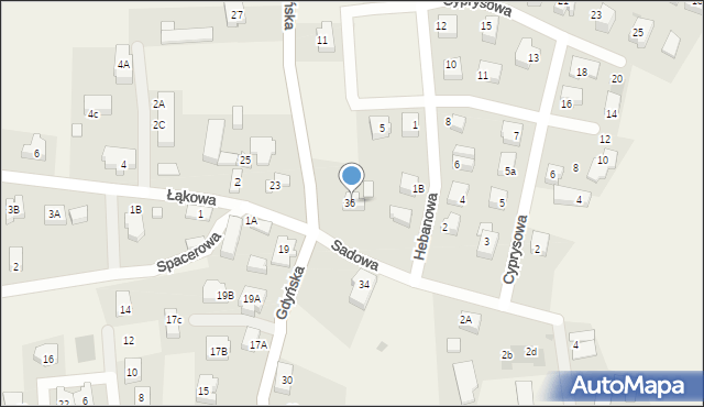 Mosty, Sadowa, 1, mapa Mosty