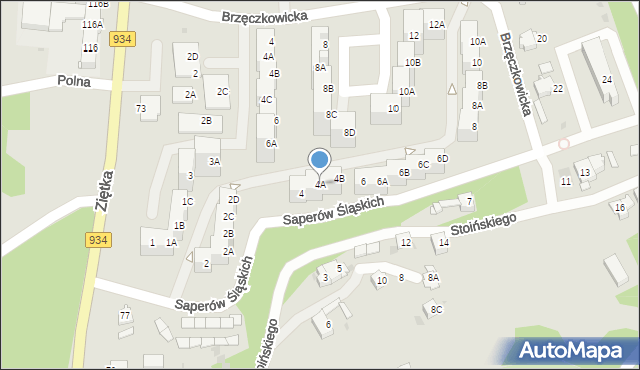 Mysłowice, Saperów Śląskich, 4A, mapa Mysłowice