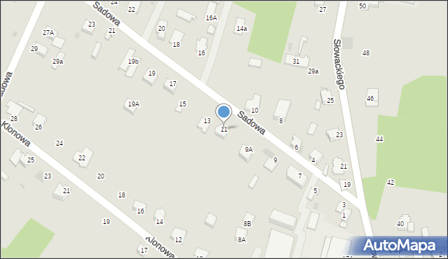 Myszków, Sadowa, 11, mapa Myszków