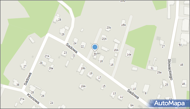 Myszków, Sadowa, 20, mapa Myszków