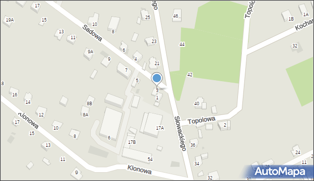 Myszków, Sadowa, 3, mapa Myszków