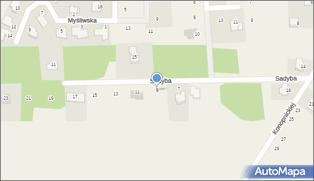 Niemcz, Sadyba, 9, mapa Niemcz