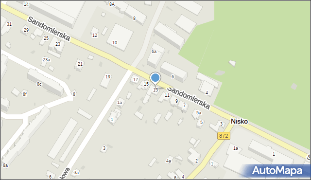 Nisko, Sandomierska, 13, mapa Nisko