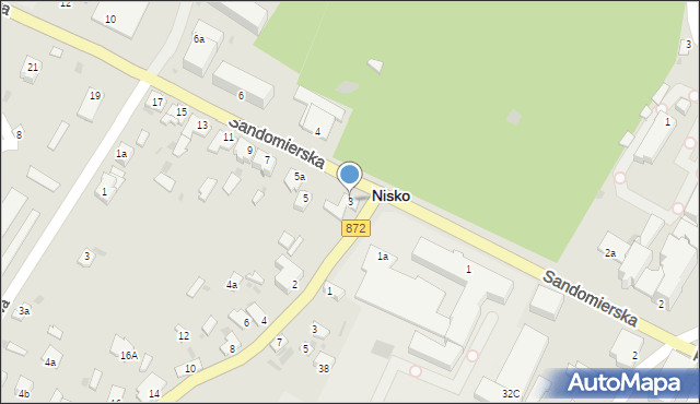 Nisko, Sandomierska, 3, mapa Nisko