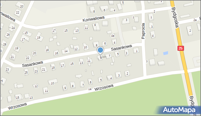 Nowa Wieś Wielka, Sasankowa, 9, mapa Nowa Wieś Wielka