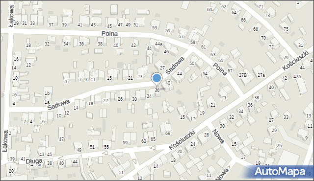 Nowy Tomyśl, Sadowa, 36, mapa Nowy Tomyśl