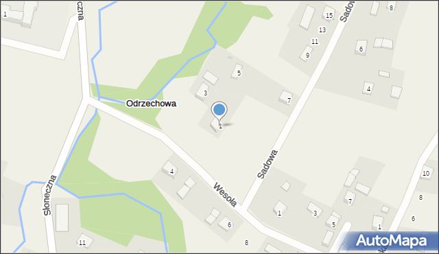 Odrzechowa, Sadowa, 1, mapa Odrzechowa