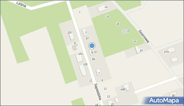 Oliszki, Sąsiedzka, 5, mapa Oliszki