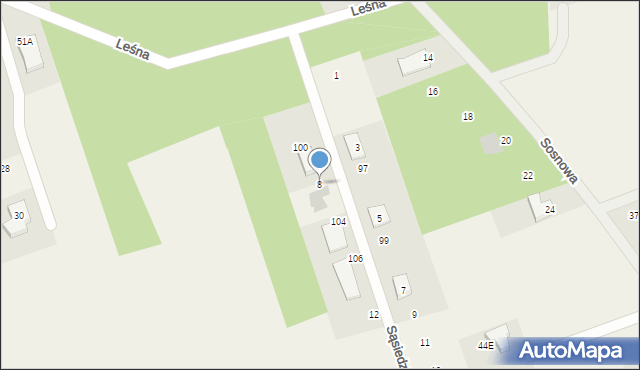 Oliszki, Sąsiedzka, 8, mapa Oliszki