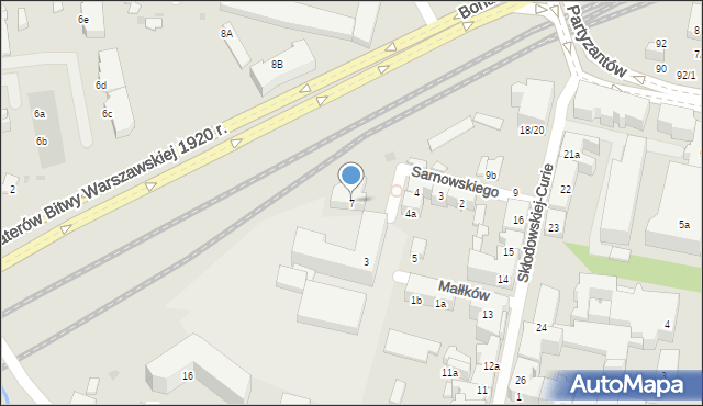 Olsztyn, Sarnowskiego Franciszka, 7, mapa Olsztyna