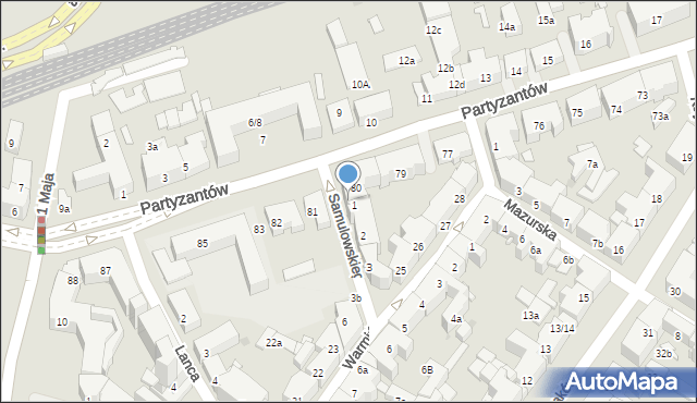 Olsztyn, Samulowskiego Andrzeja, 2c, mapa Olsztyna