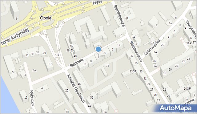 Opole, Sądowa, 7, mapa Opola