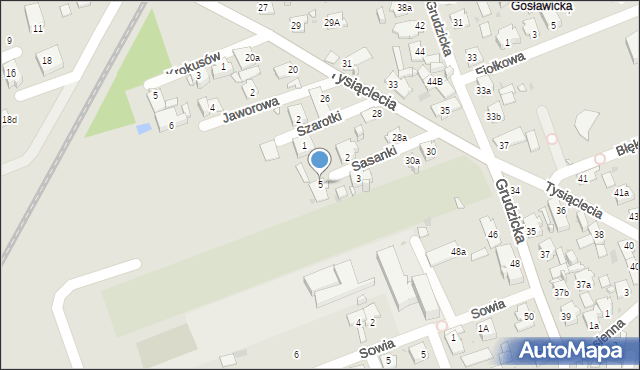 Opole, Sasanki, 5, mapa Opola