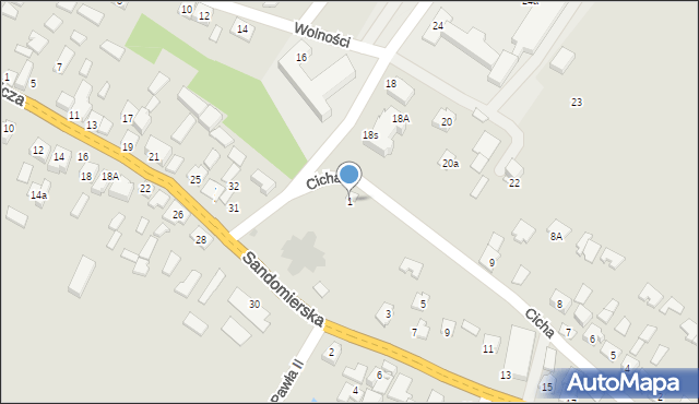 Osiek, Sandomierska, 1, mapa Osiek