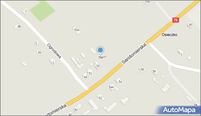 Osiek, Sandomierska, 53b, mapa Osiek
