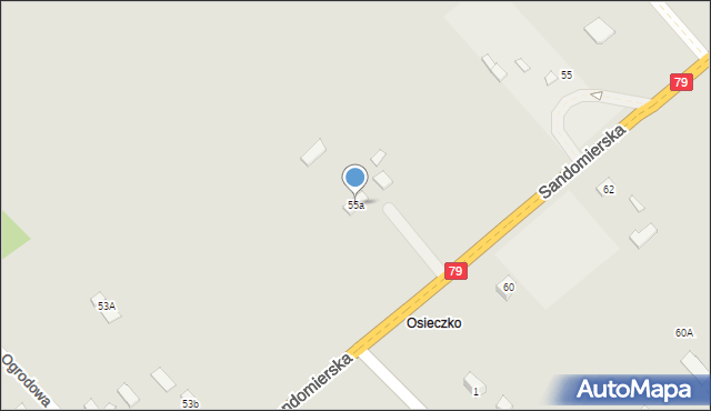 Osiek, Sandomierska, 55a, mapa Osiek