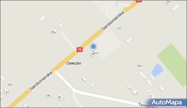 Osiek, Sandomierska, 60, mapa Osiek