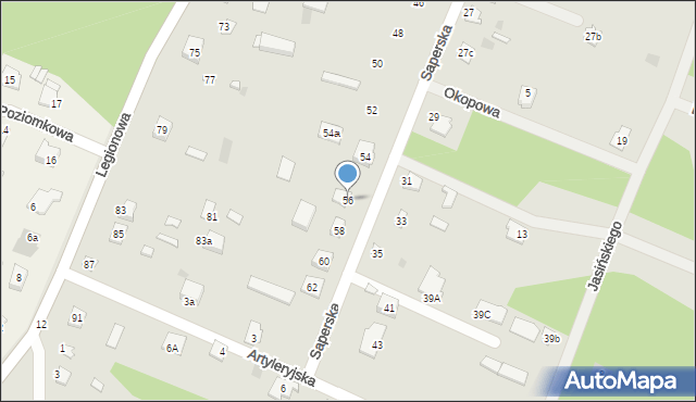 Ostrów Mazowiecka, Saperska, 56, mapa Ostrów Mazowiecka